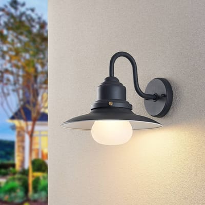 Lindby - Wandlamp buiten - 1licht - Staal, glas - H: 31 cm - E27 - donkergrijs