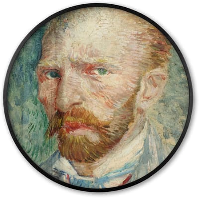 Poster in lijst Rond - Fotolijst 60x60 cm - Posters - Zelfportret - Vincent van Gogh - Ronde posterlijst zwart - Decoratie - Wanddecoratie woonkamer - Muurdecoratie slaapkamer