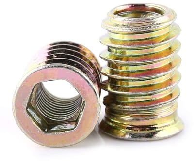 Dailygoods- Moeren pakket van 20 stuks - Zeskant Steekmoeren - M6/M8/M10 - Zinklegering - Houten Inzetstukken - Buitendraad