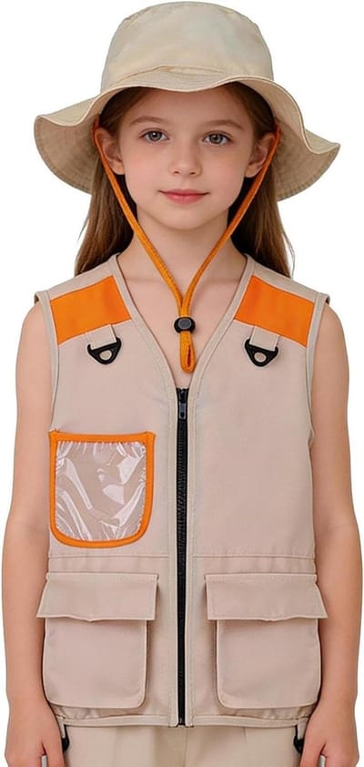 Polyester Pu Kids - 4-8 jaar safari vest set | Outdoor Adventure Catcher Kit | Camping Explorer Huts voor Jungens Mädchen | Tragbares Rollenspiel Zubehör