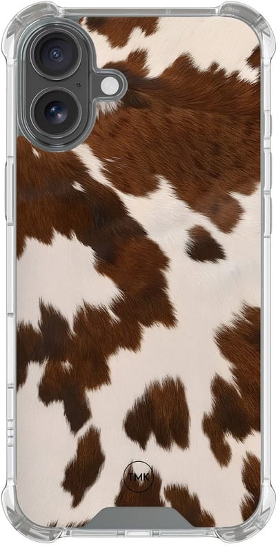 Shockproof hoesje geschikt voor Apple iPhone 17 - Cow vibe - Schokbestendig - Verhoogde randen - TPU case - Extra Sterke Back Cover - Print - Transparant, Bruin