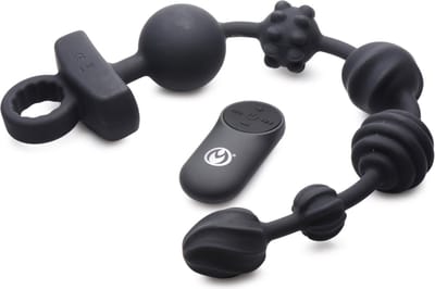 Master Series - Dark Rattler - Vibrerende Siliconen Anaal Kralen met Afstandsbediening - Zwart