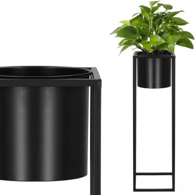 Springos Staande Plantenbak | Plantenbakken | Bloempothouder | Metaal Zwart | 76 cm