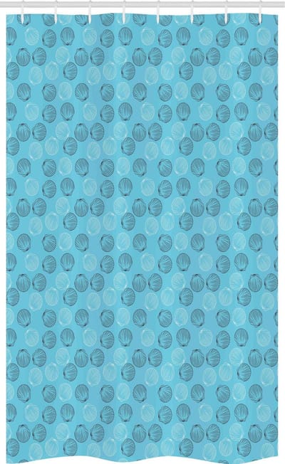 ABAKUHAUS douchegordijn kusten – 120x180 cm, zeeschelpen, blauw-wit