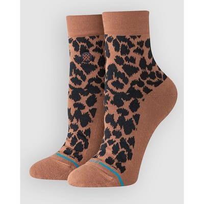 Stance dames casual halfhoge sokken love leopard lowrider bruin
