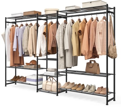 SONGMICS - Kledingkast - 3 Stangen en 10 Planken - Voor Slaapkamer en Hal