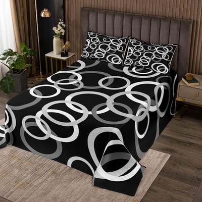 Grijs Wit Zwart Cirkel Coverlet Set Cirkel Grafische Gewatteerde Sprei Voor Kids Jongens Meisjes Geometrische Zachte Duurzaam Gewatteerde Sprei Dubbele Size