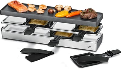 QORA® Gourmetstel 4 personen - Gourmetstellen - Gourmet - Zilver - 11cm x 44cm x 14cm