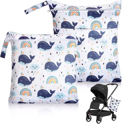 Herbruikbare Neuszakjes voor Baby's - Grote Waterdichte Luiertas, Organiser en Verschoontas voor Reizen, Ideaal voor Kindergarten en Op Reis, Regenboogdesign