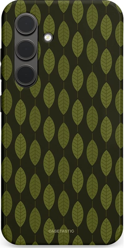 Casetastic hoesje geschikt voor Samsung Galaxy S24 - Dubbellaagse bescherming - Donkergroene Bladerendek - Fashion Case - Zwart Donkergroen