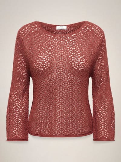 Jacqueline de Yong Trui Jdymika 3/4 Boat Neck Pullover Knt 15384301 Smoked Paprika Dames Maat - XS