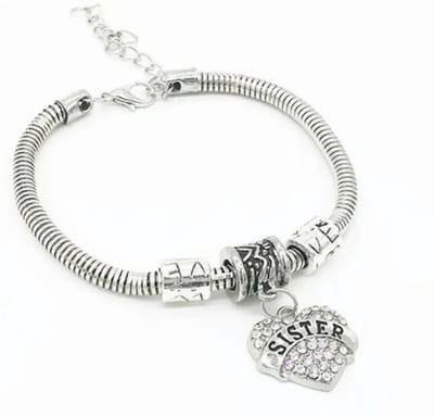 Akyol - Vriendschapsarmband - armband voor zusjes- zilveren armband - zussen armband -sisters armband -cadeau voor zus -zusjes armband - Hartje - Armband - Geschenk - Cadeau - Liefde – Vriendschap – 30 cm - best friends armband