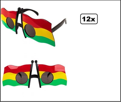 12x Bril Limburgse vlag kleuren - Themafeest carnaval party optocht