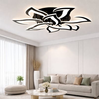 Norvia Lotus Plafonlamp - LED Plafonniere - Modern Design Dimbaar Met App En Afstandsbediening - 2700 - 6000K - Kroonluchter