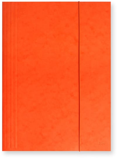 A4 Kaart met Elastiek - Oranje, Hard, 3 Kleppen, 320x235mm