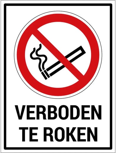 Verboden te roken bord met tekst | gecoat dibond materiaal | 60 x 45 cm