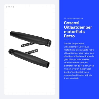 Dailygoods- Uitlaatdemper Retrostijl - Universele Montage - Geluidsreductie - Diameter 39-46 mm - Hoogwaardige Afwerking - Geschikt voor Motorfietsen - Uitlaat