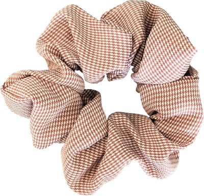 Kraagjeskopen.nl®  Scrunchie 1 stuk Geruit Koper Exclusief Extra Vol en Luxe - Haarelastiek Haarwokkel - Scrunchies met Ruitjes