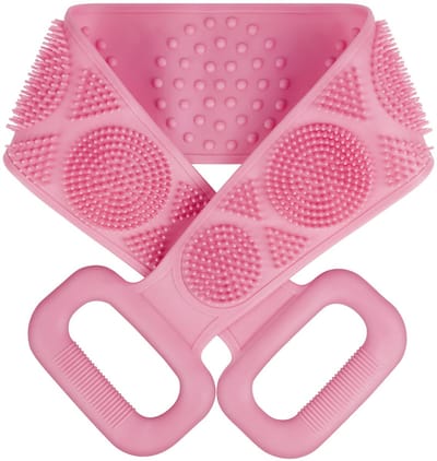 Siliconen Rug- en Lichaamsborstel - Voor Massage & Peeling - Verwijdert Dode Huidcellen - Voor in bad en onder de douche - Roze - 7 cm lengte