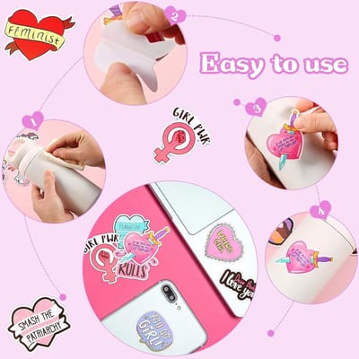 Trendy Aesthetic Feminisme Stickers - 35 Kleurige Decals voor Meisjes, Punkstijl, Geschikt voor Koffer, Skateboard, Laptop en Fiets