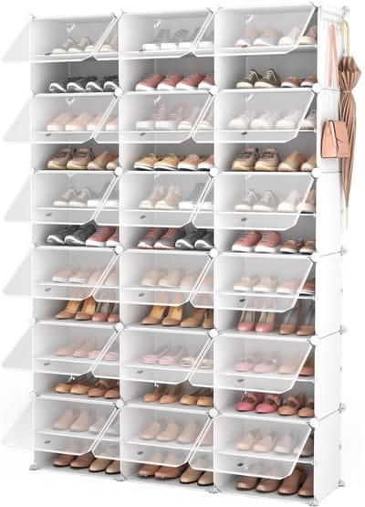 Famanu - Hoog transparant schoenenrek 12 niveaus, voor 72 paar schoenen