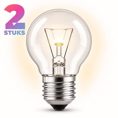 2x Kogel Gloeilamp E27 - 25W - Warm Wit Licht (2700K) - 180 lm - 1 jaar - Dimbaar - Ovenlamp max. 300 °C