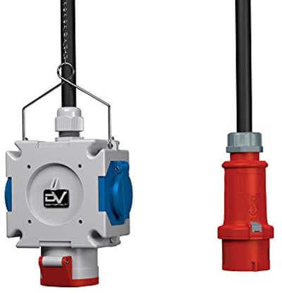 Stroomverdeler 1 x 16A/5P 2x230V met gegalvaniseerde kabelconnector
