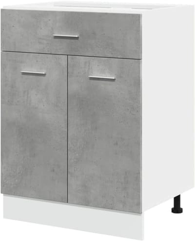 Keukenonderkast met lade - Opbergkast bijkeuken - Keuken organiseren - Vochtbestendig materiaal - 60 x 46 x 815 cm - Betongrijs
