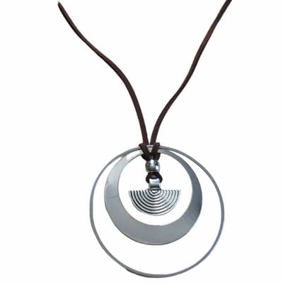 Ketting-Laura-Bruin-Metaal-Suede-Dames-Allergievrij-90 cm - Charme Bijoux