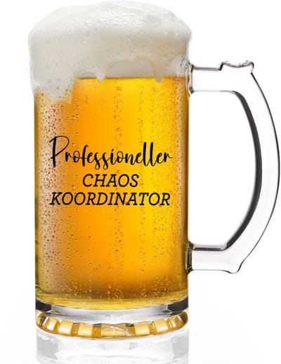 Dailygoods- Biermok 0,5 L - Grappig Cadeau voor Verjaardag - Cadeau voor Collega's - Vaderdag Cadeau - Bierglas - Voor Mannen/Vrouwen