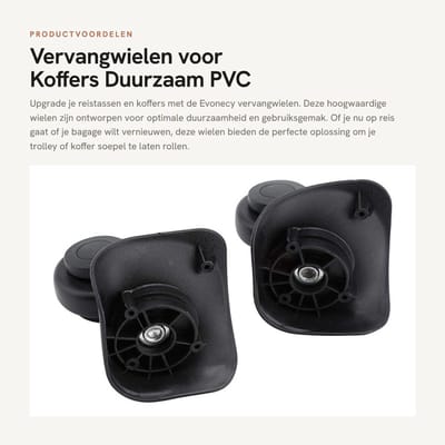 Dailygoods- Vervangwiel Hoogwaardige PVC - Dubbele Roller - Zwenkwiel - Vervangwiel Koffer - Trolley - Eenvoudig te Installeren - Bagagewiel