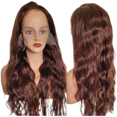 Braziliaans Remy golvend pruik_ Haarwerken echt haar- lang haar- 70cm- chocolade -4x4 lace closure- Frazimashop