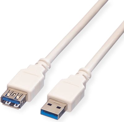 VALUE USB 3.2 Gen 1 Kabel, type A-A, M/F, wit, 0,8 m