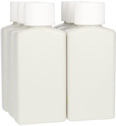 6 x Plastic Flessen 100 ml - Brievenbus Fles met Kindveilige dop wit - 100% Gereycled HDPE Kunststof- Gerecycled HDPE Kunststof - Onbreekbaar - ca. 70% minder Co2 uitstoot door gerecycled materiaal - 6 stuks