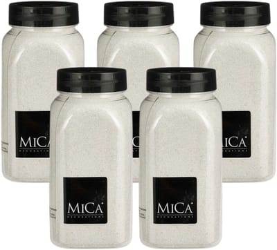 Mica Decorations decoratie zand - 5x - 650ml - wit - hobby zandkorrels - sierzand - voor windlichten