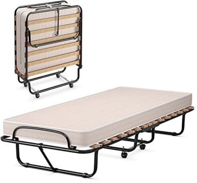 Inklapbaar Eenpersoonsbed 80 x 190 cm met Traagschuim Matras - Volwassenen - Metalen Frame, Reisbed, Belastbaar tot 130 kg