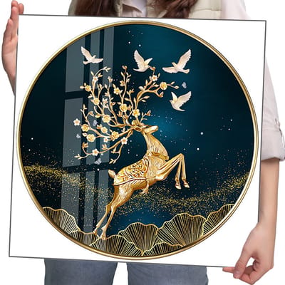 Diamond Painting - Grote Maat - 50 x 50 cm - Dierenmotief - Gouden Hert