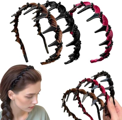 Set van 3 Fluwelen Haarelastieken met Zwarte Kristallen - Wijnrood, Bruin en Zwart, Luxe Haaraccessoires voor Vrouwen, Antislip voor Bruiloft en Feestjes