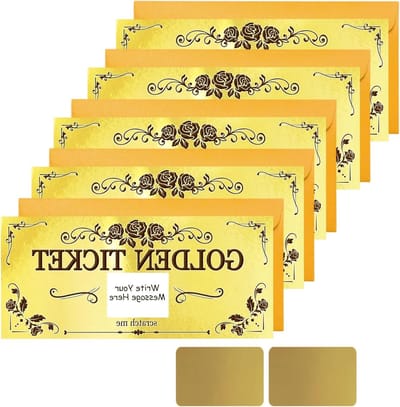 Kraskaarten met Enveloppen - Verrassingskaarten Loterijkaarten - Cadeau Geven - Dubbelzijdig Bedrukt - 20 x 9 cm - Goud