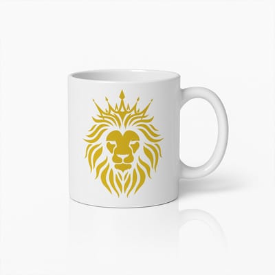 Leeuw Koffiemok – Majestueus Gouden Leeuw met Kroon – Stoer Cadeau voor Mannen en Dierliefhebbers