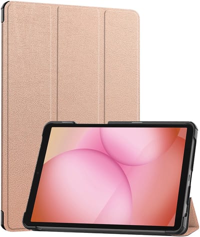 Hoes - Geschikt voor Samsung Galaxy Tab A11 Plus - Dun & Stevig - Trifold Bookcase - Hard Cover - Hardcover Book Case - Tablet Hoesje - Rosé goud