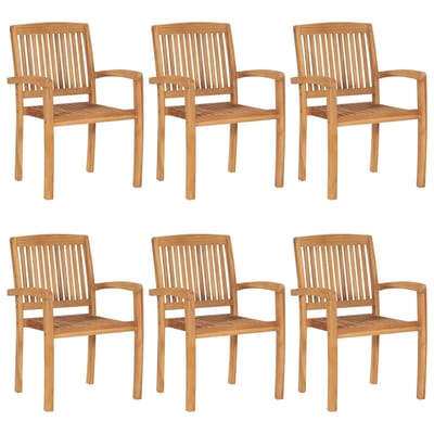 vidaXL - Tuinstoelen - 6 - st - stapelbaar - massief - teakhout