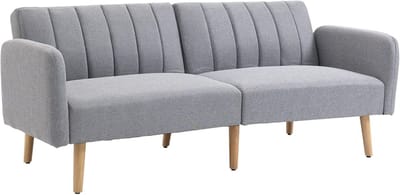 2-zits slaapbank met kantelbare rugleuning - Scandinavisch design, grijze stof