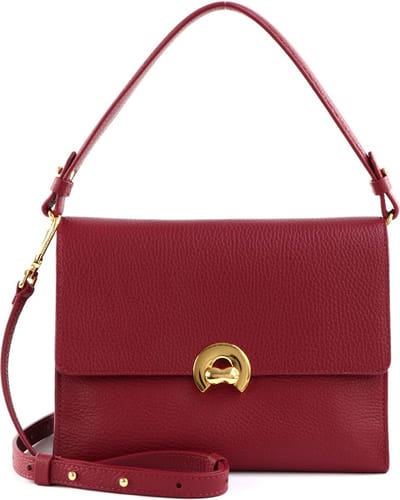 COCCINELLE Leren Schoudertas Coccinelle Binxie Handbag Grained Leather Garnet Red (rood)paars