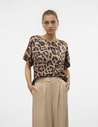 VERO MODA - VMMERLE 2/4 O-NECK TOP AOP WVN GA - Dames - Blouses
