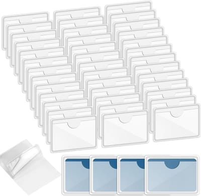Etikettenhouders Zelfklevend - Visitekaarthoezen - Organiseren Kantoor - Waterdicht PVC Materiaal - 40 Stuks 6x10cm - Transparant