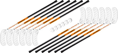 Floorball Straatset PRO 12 Sticks + 6 Ballen