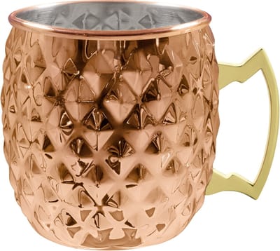 Moscow mule beker Diamant - Cocktail beker - Koperen beker, 550ml, koperkleurig roestvrij staal