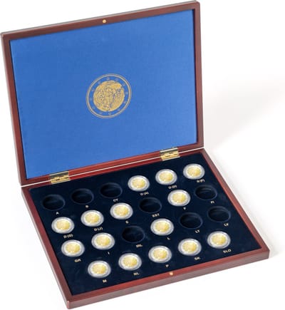 Presentatie cassette, Volterra Uno - voor Munten - Erasmus, 2 Euromunten in capsules (23 st.)
