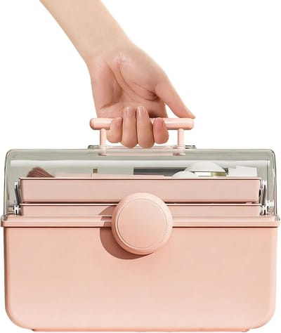 Opbergdoos haaraccessoires - Organizer houder - Spullen sorteren - Verstelbare scheidingswand - 18.4 x 18.8 x 18.4 cm - Transparant